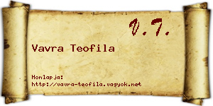 Vavra Teofila névjegykártya